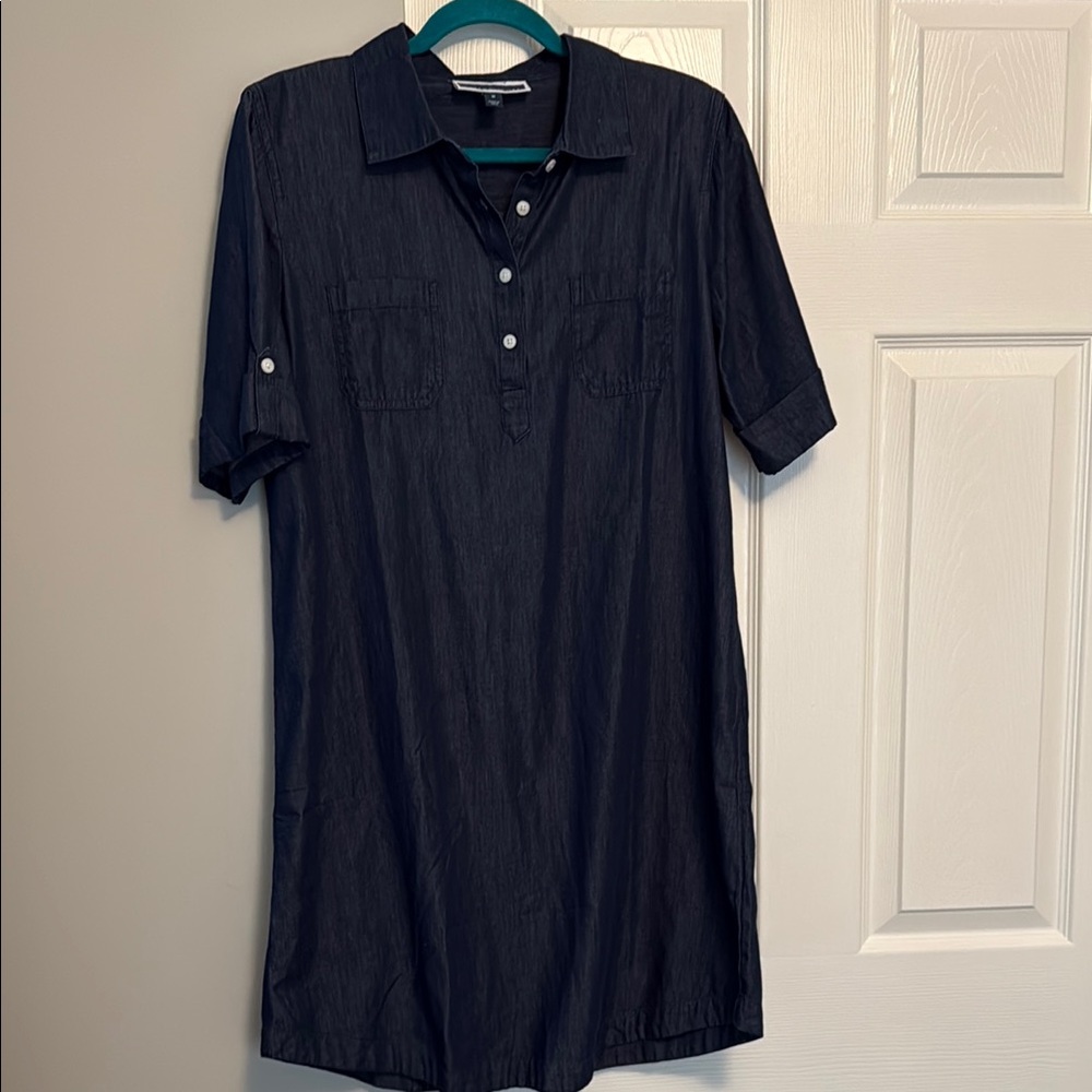 Navy Button-Up Shirt Dress